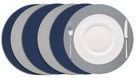 Cookinglife Placemats - Dobbelt så meget - Vegansk læder - Grå / Blå ø 38 cm - 6 Stykker
