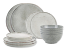 Salt & Pepper Serviesset Artisan Green 12-delig / 4 personer - 4 middagstallerkener, 4 morgenmadstallerkener og 4 skåle