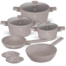 BerlingerHaus Pandesæt Taupe 7-Delt - Kogepande ø 20, 24, 28 cm & Stegepande ø 20, 24 cm - egnet til alle varmekilder