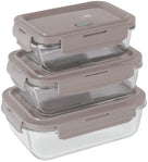 BerlingerHaus Glas Opbevaringsbokse Taupe - 3-delt - 570 ml, 840 ml & 1,18 Liter