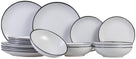 Cosy & Trendy Serviesset Speckle - Hvid 18-delig / 6 personer - 6 middagstallerkener, 6 dybe tallerkener og 6 morgenmadstallerkener
