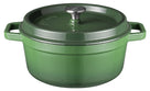 Sola Braadpan med deksel Gietijzer - Grøn - ø 24 cm / 3.2 Liter - emaljeret non-stick belægning