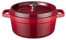 Sola Braadpan med deksel Gietijzer - Rød - ø 24 cm / 3.2 Liter - emaljeret non-stick belægning