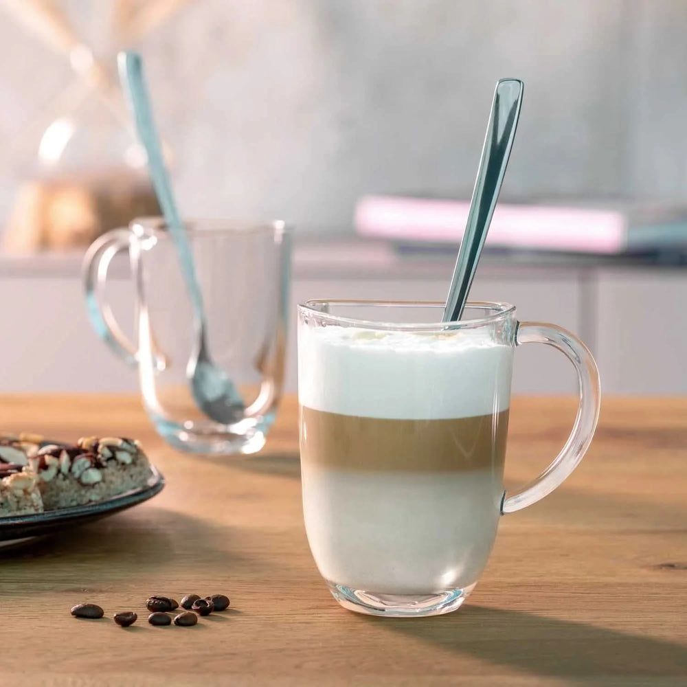 Leonardo Latte Macchiato Glas - Napoli 380 ml + 2 Skeer - Varmebestandig