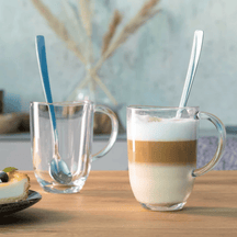 Leonardo Latte Macchiato Glas - Napoli 380 ml + 2 Skeer - Varmebestandig