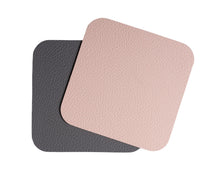 Underlag - Vegansk læder - Grå / Rosa - dobbelt-sidet - 10 x 10 cm - 6 Styk - Cookinglife