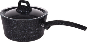 Cookinglife Steelpan / Sauspan med låg - Black Speckle - Aluminium ø 18 cm / 2,2 liter - Egnet til alle varmekilder - standard non-stick belægning