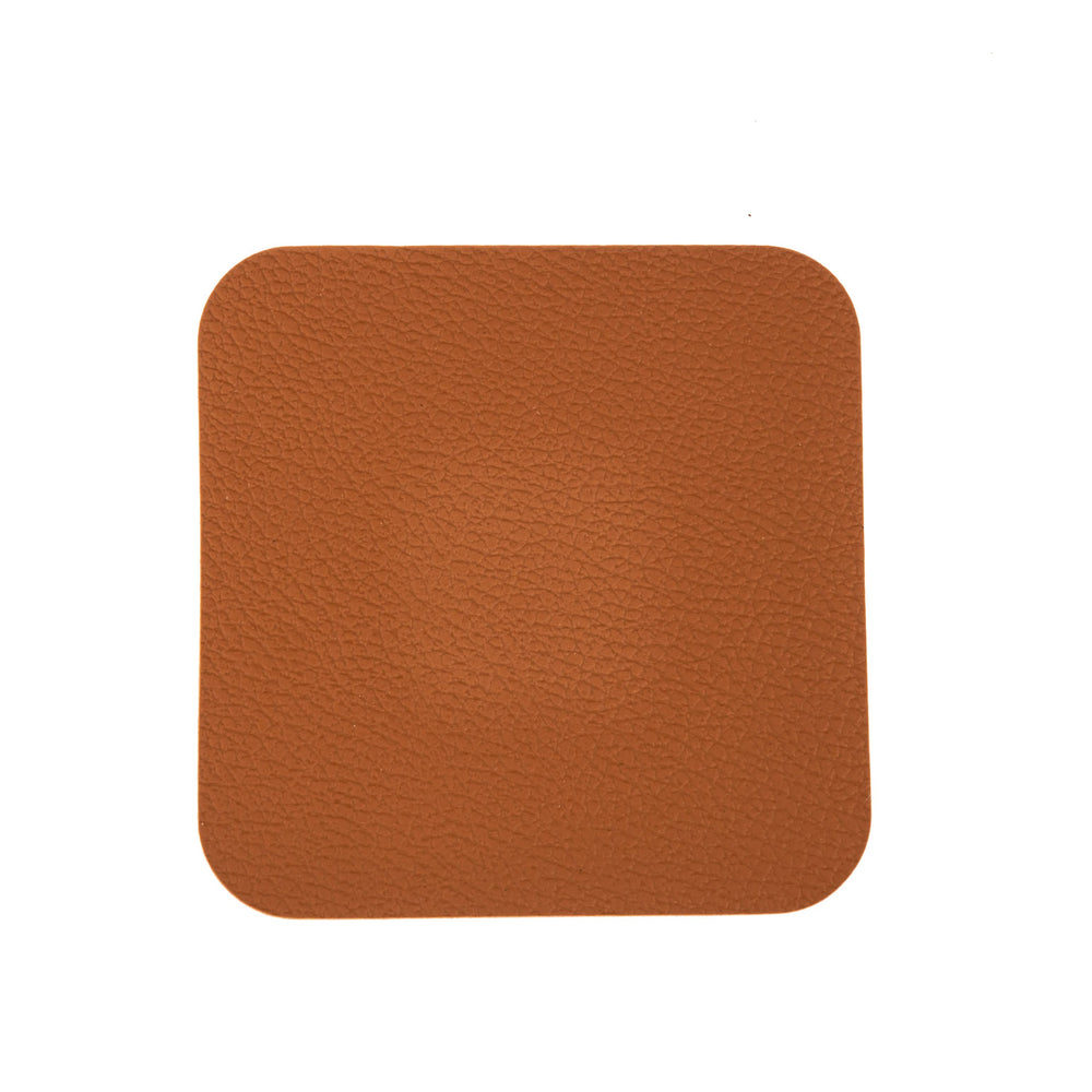 Underlag - Vegansk læder - Sort / Cognac - dobbelt-sidet - 10 x 10 cm - 6 stk. - Cookinglife