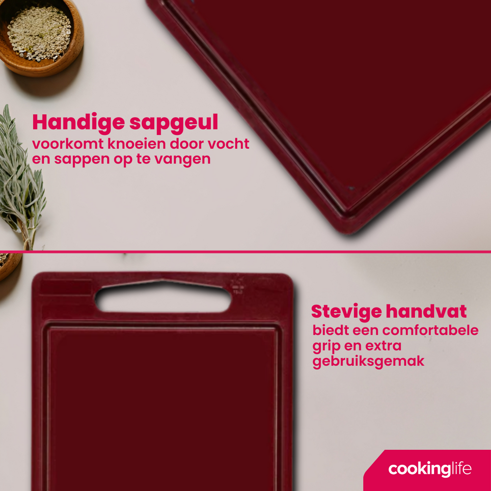 Cookinglife Skærebræt med saftkanal 35 x 25 x 0.85 cm - Brun