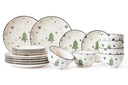 Cookinglife Julestel Grøn - Stentøj - 18 dele / 6 personer - 6 middagstallerkener, 6 morgenmadstallerkener & 6 skåle