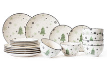 Cookinglife Serviesset - Kerstservies - Aardewerk - Grøn 18-delig / 6 personer