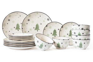 Cookinglife Serviesset - Kerstservies - Aardewerk - Grøn 18-delig / 6 personer