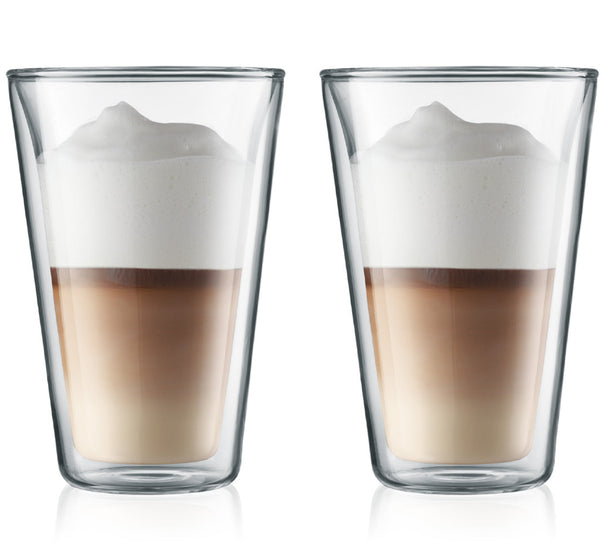 Bodum Dubbelwandige latte macchiato glas Canteen - patenteret ventil - 400 ml - 2 stk.