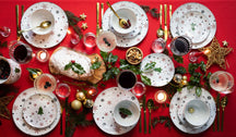 Cookinglife Serviesset - Kerstservies - Porselein - Rood 18-delig / 6 personer