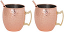 Cosy & Trendy Moscow Mule Cocktailbecher med sugerør - Hammerslået kobber - 450 ml - 2 stk.