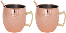 Cosy & Trendy Moscow Mule Cocktailbecher med sugerør - Hammerslået kobber - 450 ml - 2 stk.