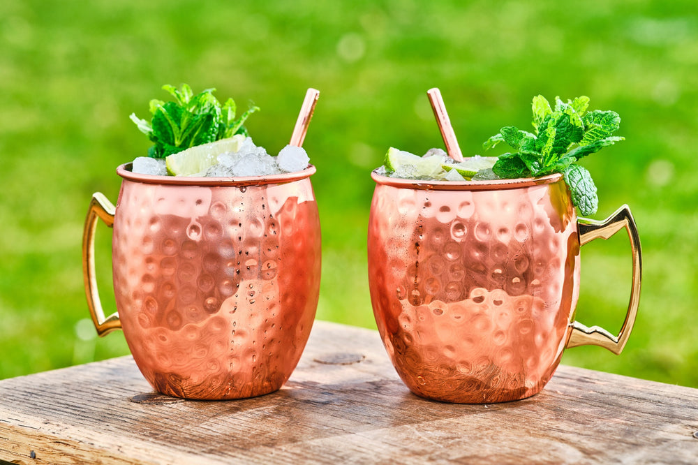 Cosy & Trendy Moscow Mule Cocktailbecher med sugerør - Hammerslået kobber - 450 ml - 2 stk.
