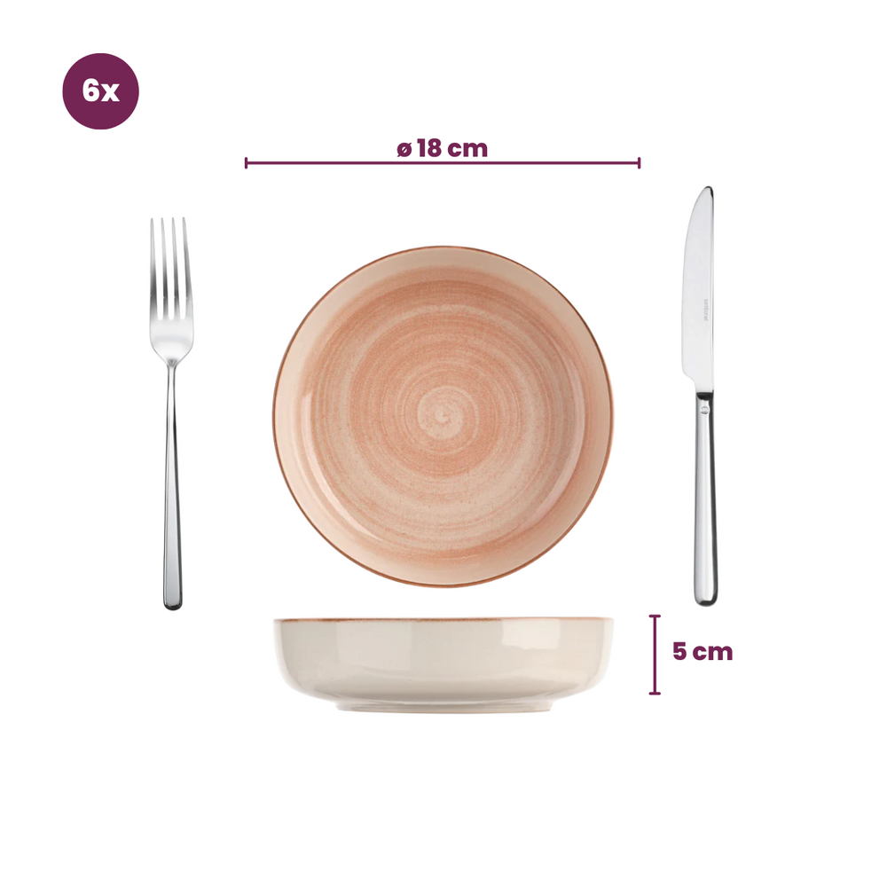 Cosy & Trendy Dybe Tallerkener / Pastatallerkener Baltic Peach ø 18 cm - 6 stk.