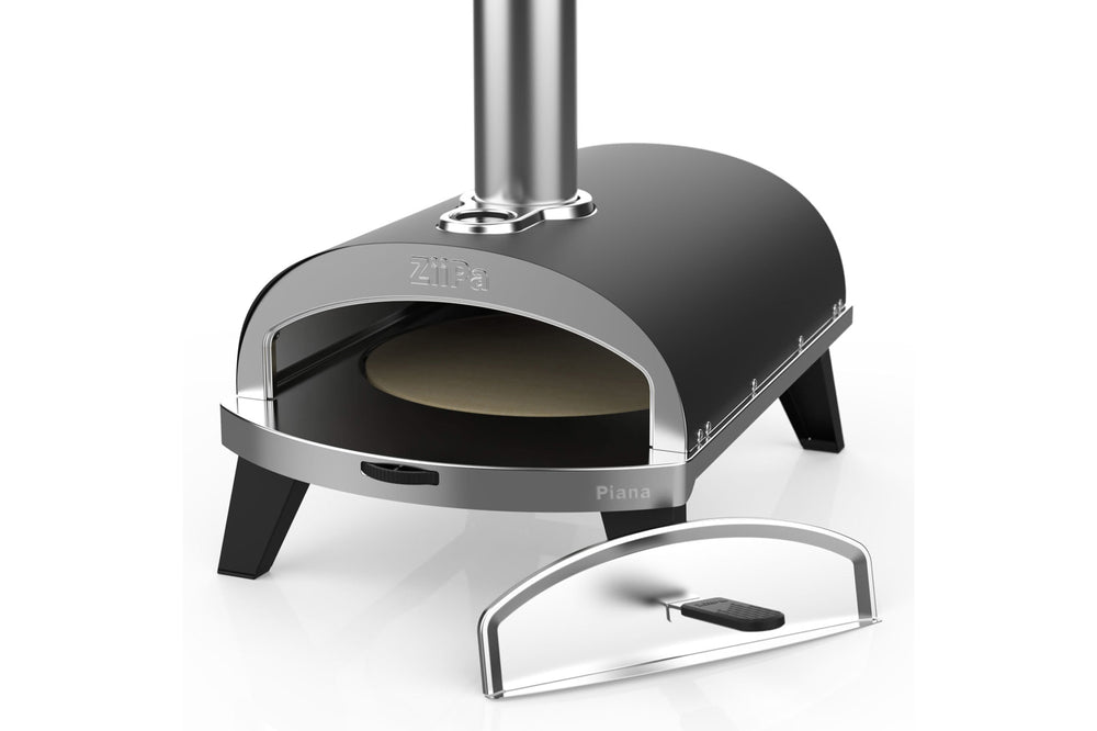 ZiiPa Pizza Oven Piana - Houtgestookt - med Thermometer - Antracit - til ø 30 cm pizzaer - Roterende pizzasten