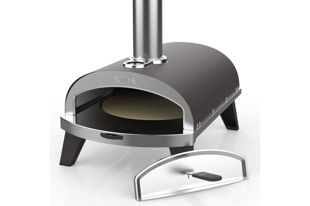 ZiiPa Pizza Oven Piana - Houtgestookt - med Thermometer - Skifer - til ø 30 cm pizzaer - Roterende pizzasten