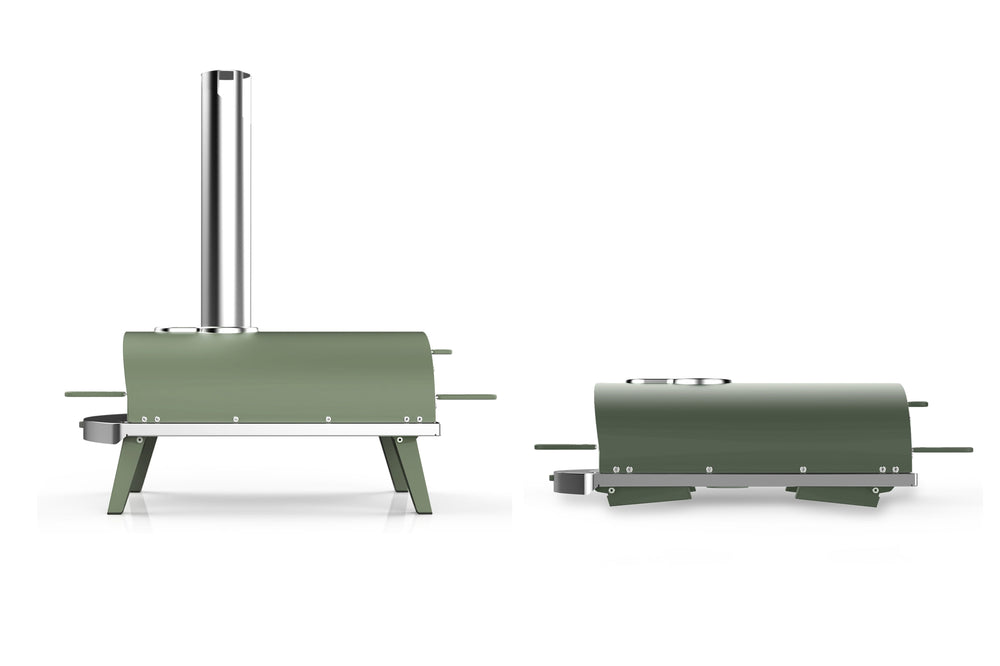 ZiiPa Pizza Oven Piana - Houtgestookt - med Thermometer - Eucalyptus - til ø 30 cm pizzaer - Roterende pizzasten