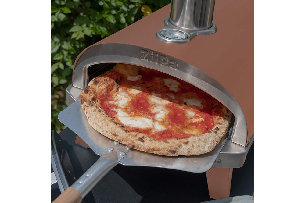 ZiiPa Pizza Oven Piana - Houtgestookt - med Thermometer - Terracotta - til ø 30 cm pizzaer - Roterende pizzasten