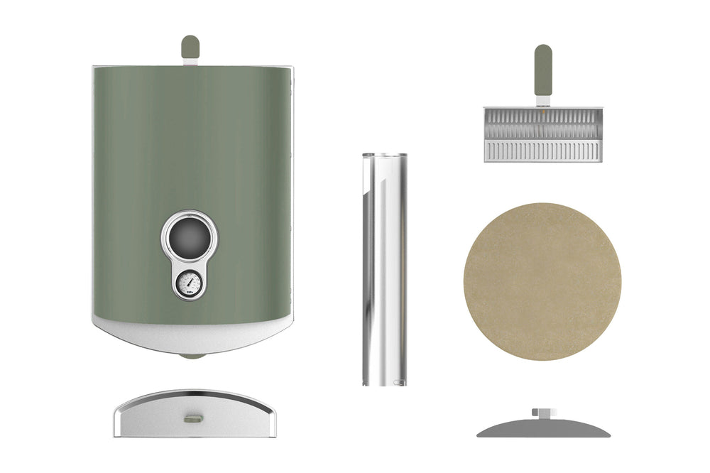 ZiiPa Pizza Oven Piana - Houtgestookt - med Thermometer - Eucalyptus - til ø 30 cm pizzaer - Roterende pizzasten