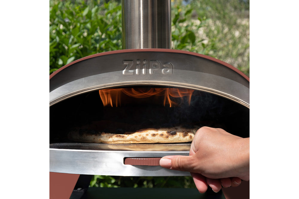 ZiiPa Pizza Oven Piana - Houtgestookt - med Thermometer - Terracotta - til ø 30 cm pizzaer - Roterende pizzasten