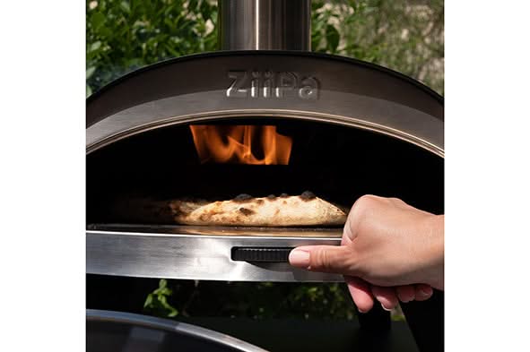 ZiiPa Pizza Oven Piana - Houtgestookt - med Thermometer - Antracit - til ø 30 cm pizzaer - Roterende pizzasten