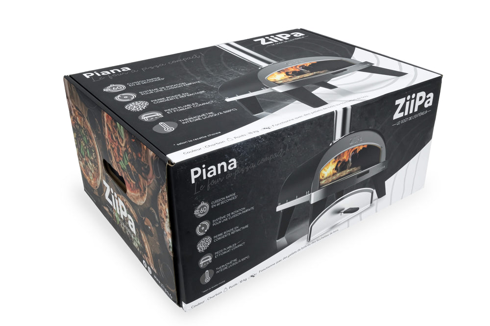 ZiiPa Pizza Oven Piana - Houtgestookt - med Thermometer - Antracit - til ø 30 cm pizzaer - Roterende pizzasten
