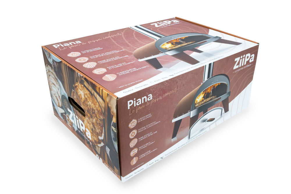 ZiiPa Pizza Oven Piana - Houtgestookt - med Thermometer - Terracotta - til ø 30 cm pizzaer - Roterende pizzasten