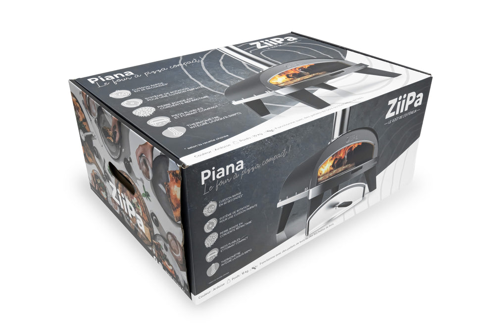 ZiiPa Pizza Oven Piana - Houtgestookt - med Thermometer - Skifer - til ø 30 cm pizzaer - Roterende pizzasten