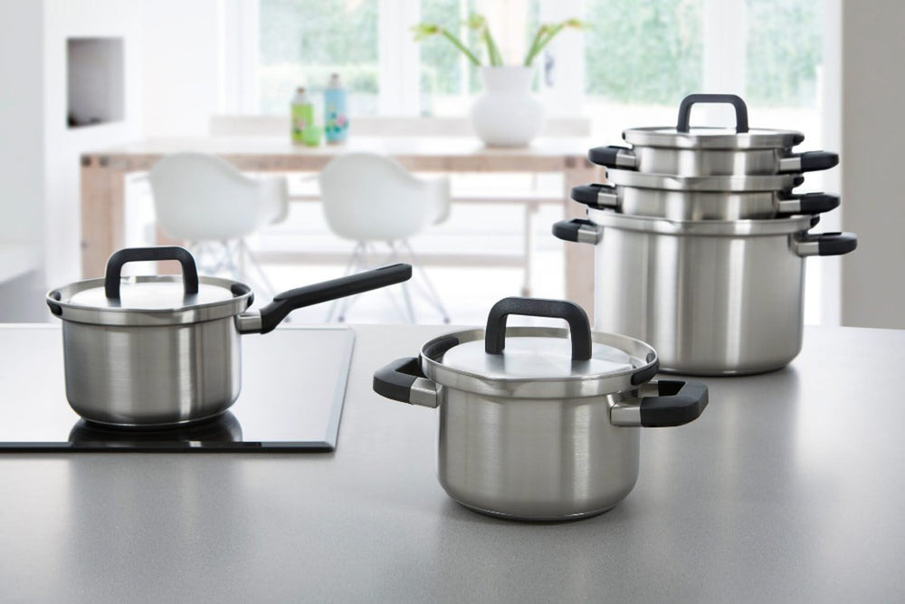 BK Pannenset Flow Cool 5-Delig - RVS - Kookpan ø 16, 18, 20, 24 cm & Steelpan ø 16 cm