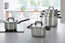 BK Pannenset Flow Cool 5-Delig - RVS - Kookpan ø 16, 18, 20, 24 cm & Steelpan ø 16 cm