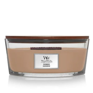 WoodWick Duftlys Ellipse Cashmere - 9 cm / 19 cm - Duftlys i Glas - Trævæge