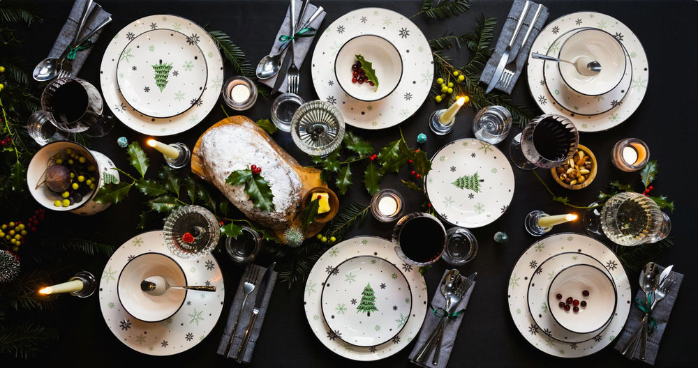Cookinglife Serviesset - Kerstservies - Aardewerk - Grøn 18-delig / 6 personer