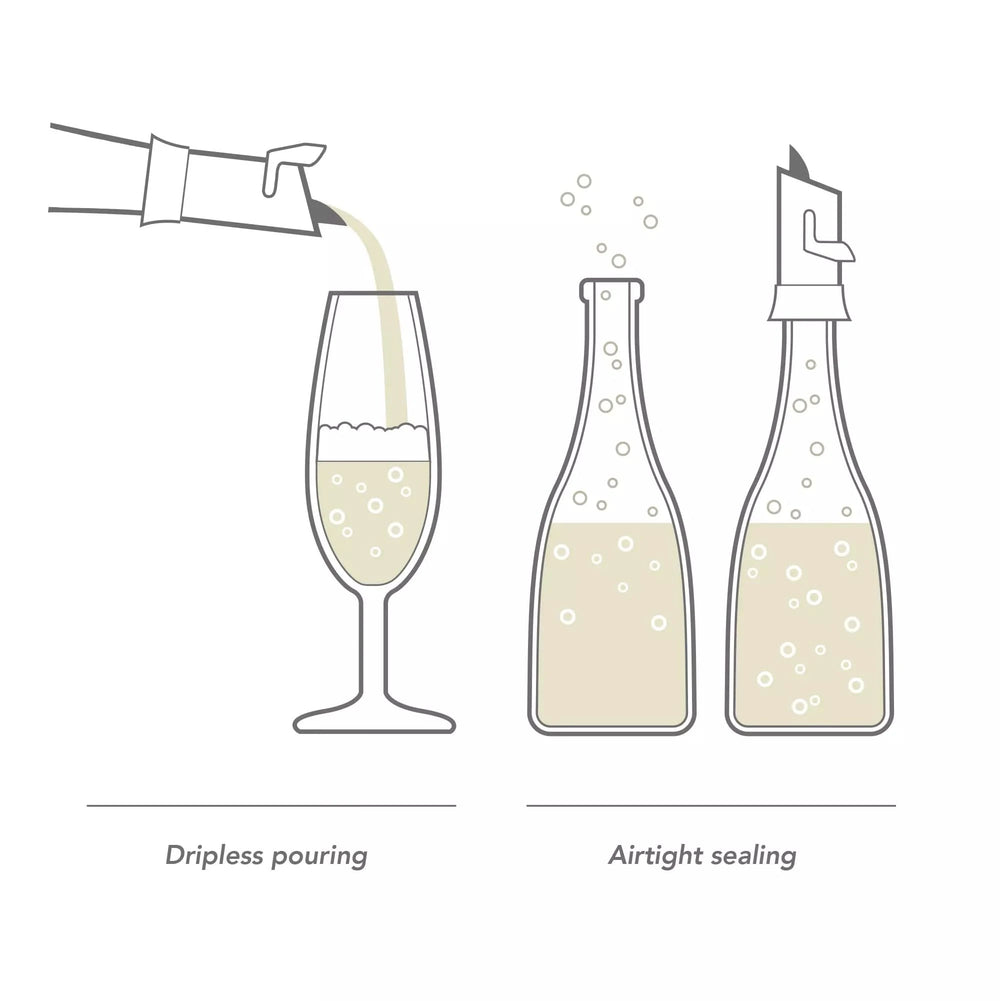 Vacu Vin Champagne Stopper og Hældekande - Sort