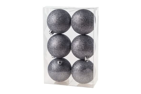 Cosy & Trendy Julepynt Glitter Grå 6-Delt