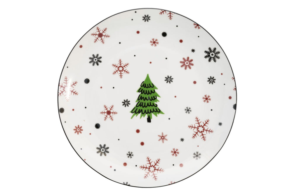 Cookinglife Serviesset - Kerstservies - Porselein - Rood 18-delig / 6 personer