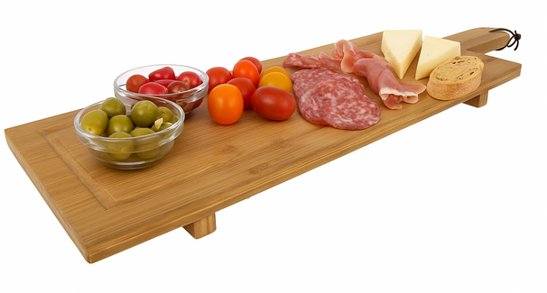 Cookinglife Serveerplank / Tapasplank på ben - XL - Bamboe - 88 x 26 cm