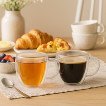 Cookinglife Dubbelvæggede Kaffe- / teglas med håndtag 280 ml - 2 stk.