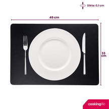 Cookinglife Placemats - Dobbelt så meget - Vegansk læder - Cognac / Sort 46 x 33 cm - 6 Stykker