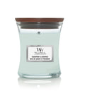 WoodWick Geurkaars Mini Sagewood & Seagrass - 8 cm / ø 7 cm - Geurkaars i Glas - Houten Lont