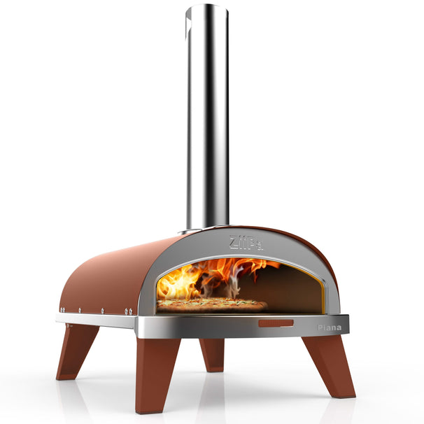 ZiiPa Pizza Oven Piana - Houtgestookt - med Thermometer - Terracotta - til ø 30 cm pizzaer - Roterende pizzasten