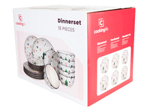 Cookinglife Serviesset - Kerstservies - Porselein - Rood 18-delig / 6 personer