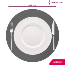 Cookinglife Placemats - Dobbelt så meget - Vegansk læder - Grå / Rosa ø 38 cm - 6 Stykker