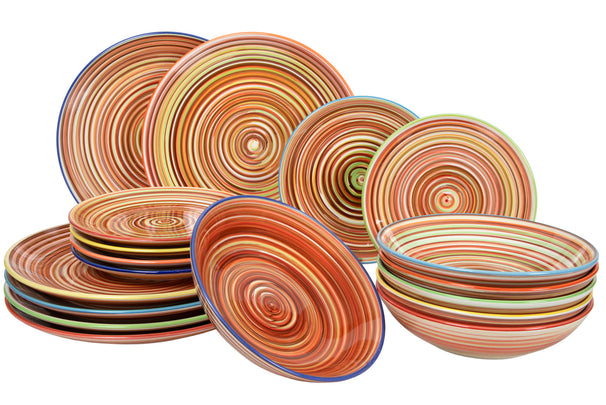 Cookinglife Serviesset Rhythm & Lines 18-delig / 6 personer - 6 middagstallerkener, 6 morgenmadstallerkener og 6 dybe tallerkener