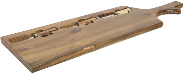 Cookinglife Acacia Borrelplank / Ostebrædt med Knive - 65 x 20 cm - 4-delt