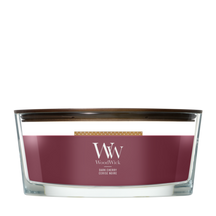 WoodWick Duftlys Ellipse Dark Cherry - 9 cm / 19 cm - Duftlys i Glas - Trævæge
