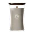WoodWick Duftlys Large Wood Smoke - 18 cm / ø 10 cm - Duftlys i Glas - Trævæge